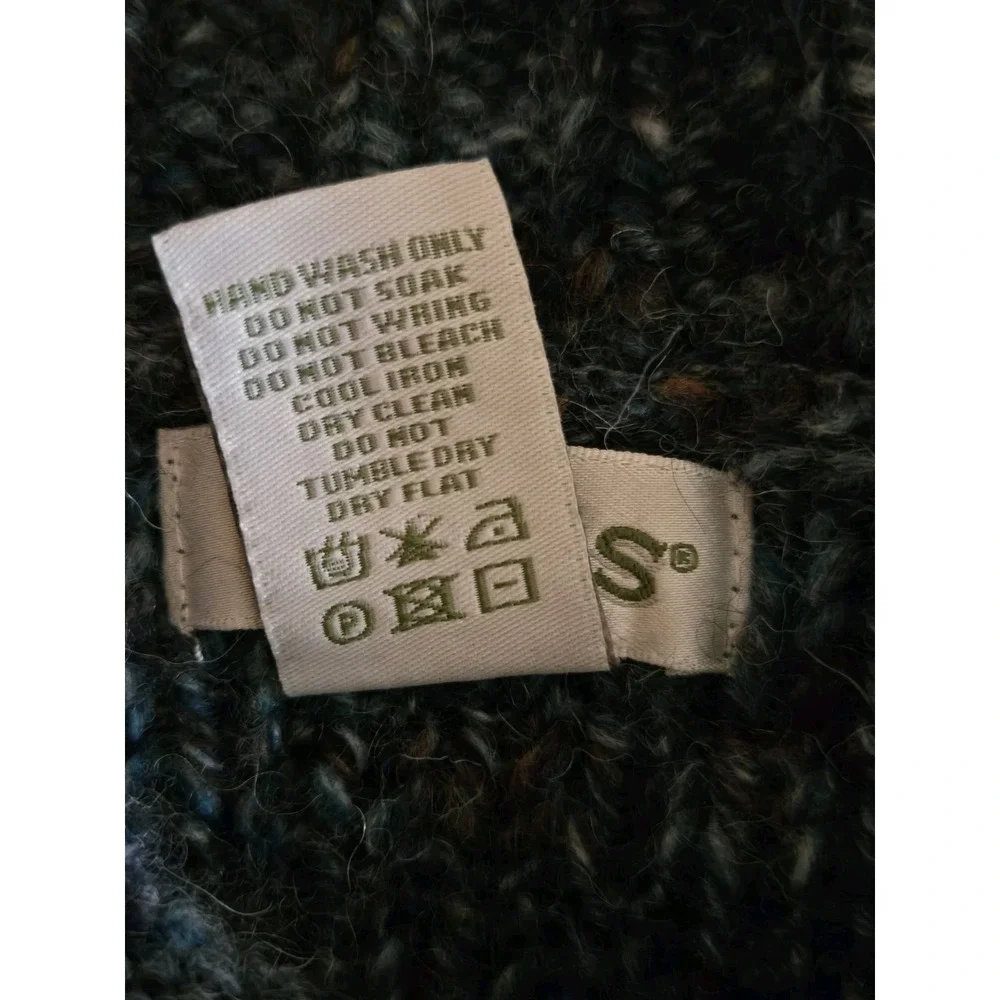 Orvis Women's Wool Blend Blue Sweater Size Large‎ Thick Collar Long Sleeve